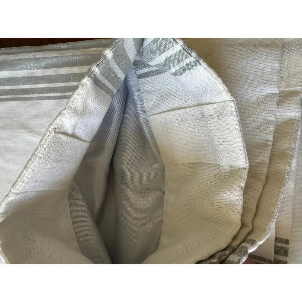 QUINCE Coastal Stripe Darkening Linen Curtain - Ivory/Sage 48x108
